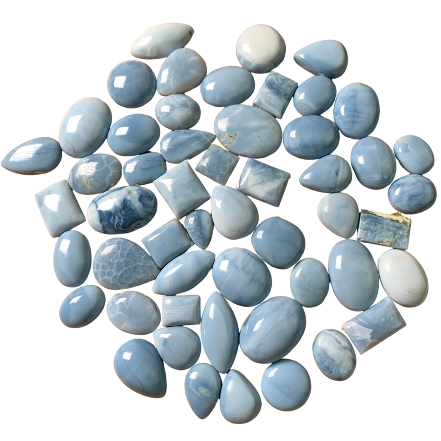 Several pieces of blue opal cabochons