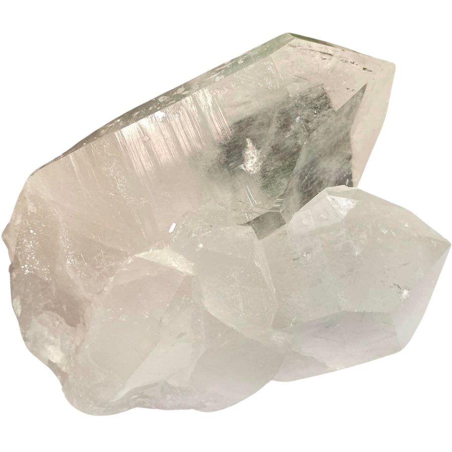 A cluster of raw clear quartz crystals