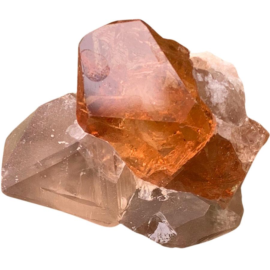 A beautiful, golden-colored topaz on white albite