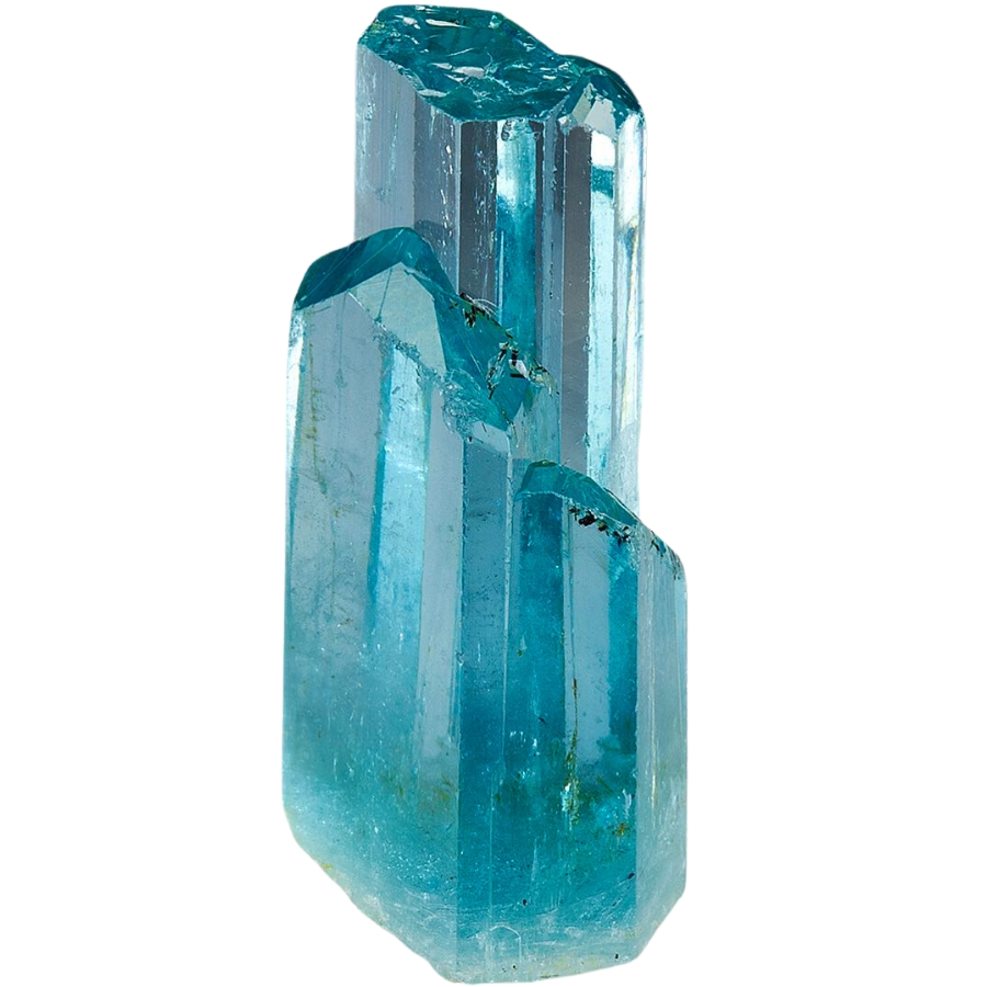 Glassy crystal grouping of rich blue-green aquamarine