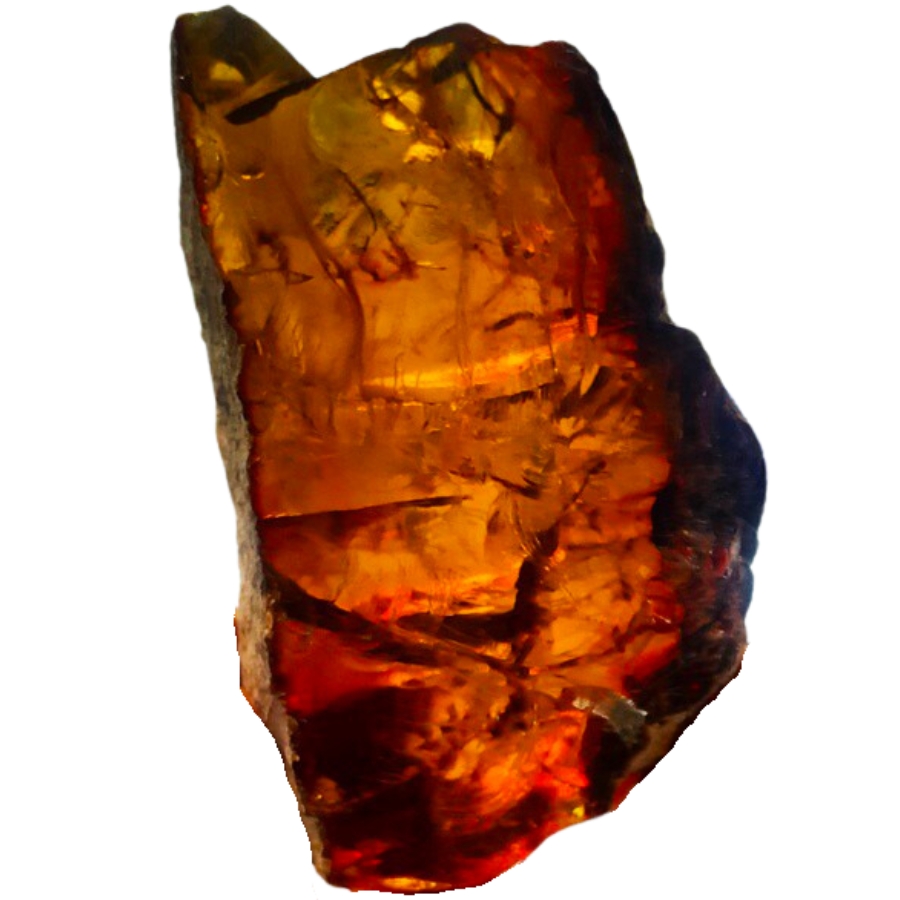 A raw cognac-colored Ethiopian amber