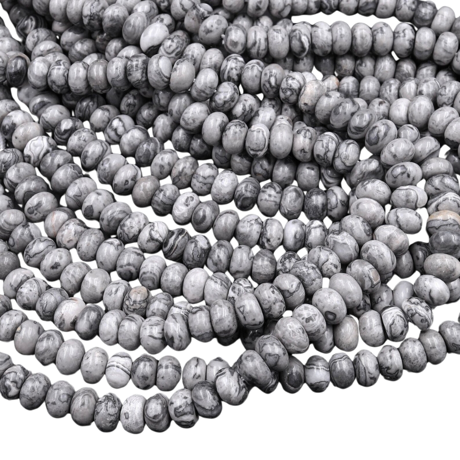 Beautiful beads of natural gray jasper