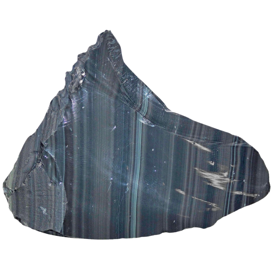 Big raw chunk of gray obsidian with lines