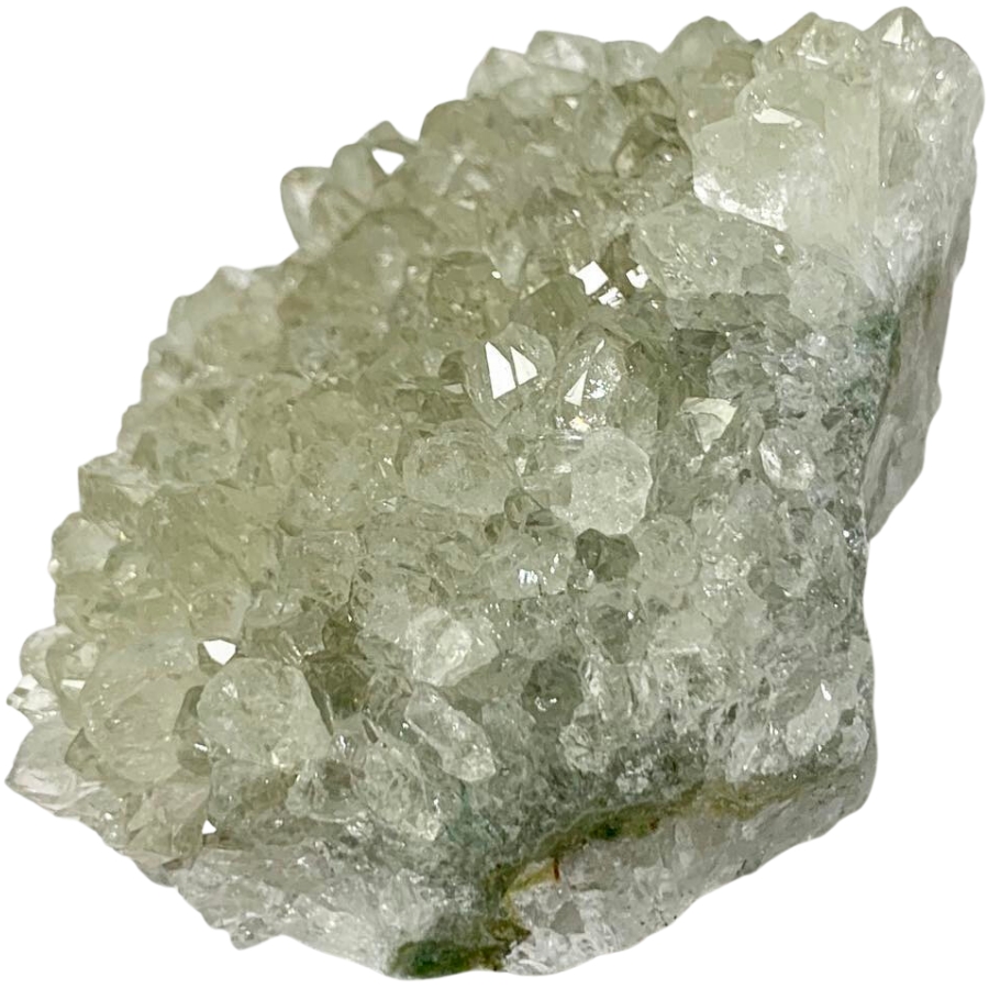Natural cluster of shiny prasiolite crystals