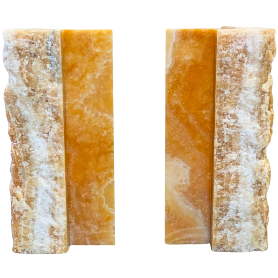 Two pieces of support made out of honey onyx