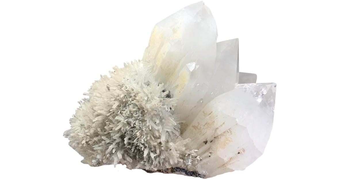 Stunning crystals of milky quartz with white quartz needles on the side