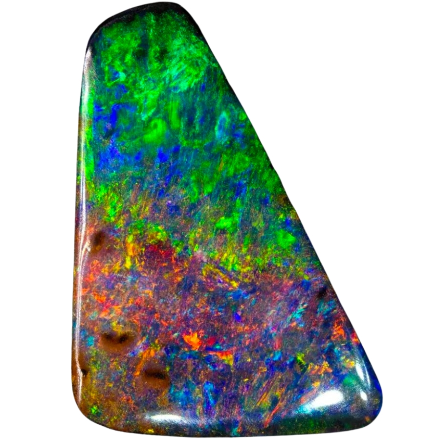 A multi-colored boulder opal cabochon