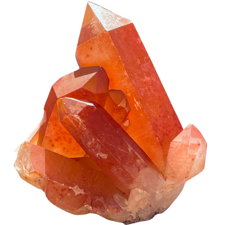 Fine specimen of tangerine quartz crystals