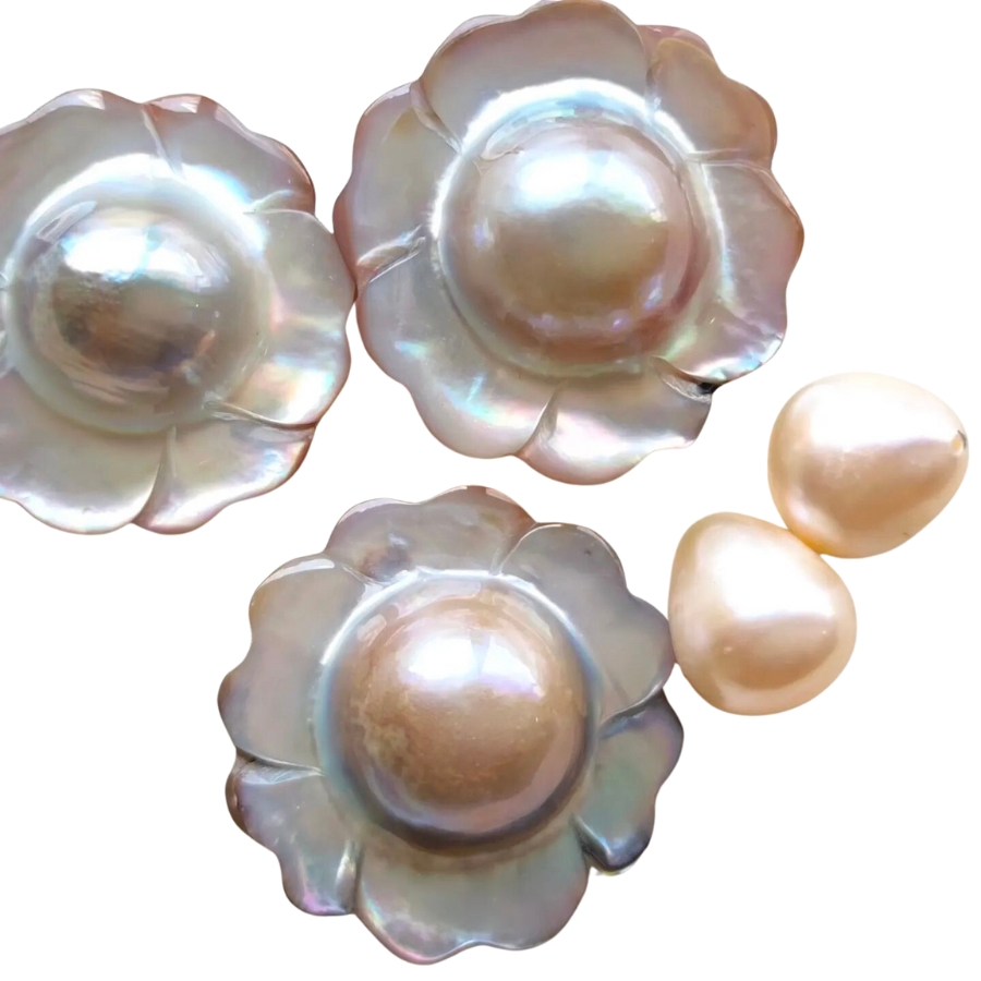 Accessories featuring shiny, creamy white pearls with gentle luster