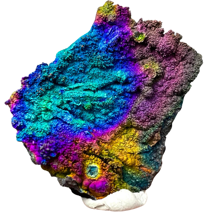 A colorful specimen of raw rainbow hematite