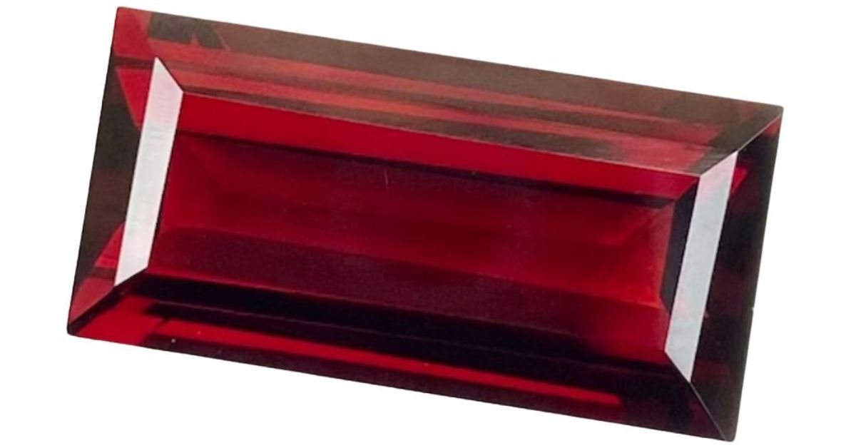 deep red rectangular garnet