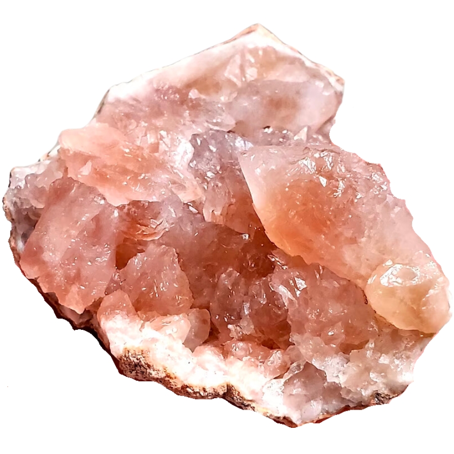 Beautiful soft, peach-colored rose quartz geode from Argentina