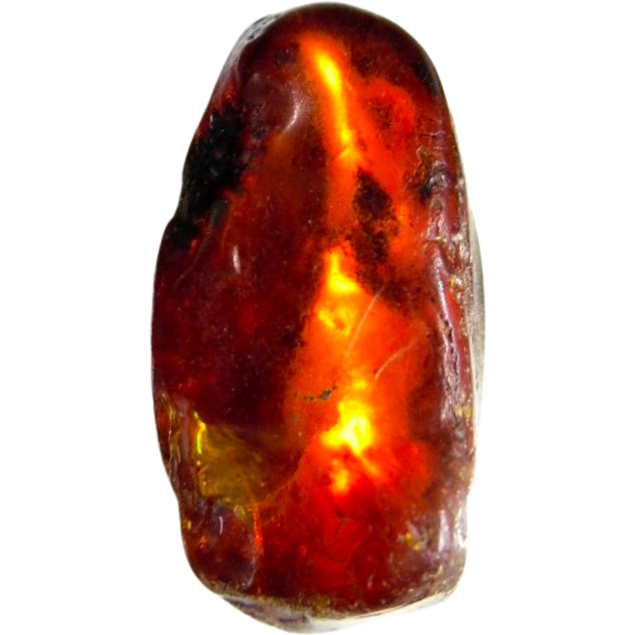 A raw deep orange-red Sakhalin amber