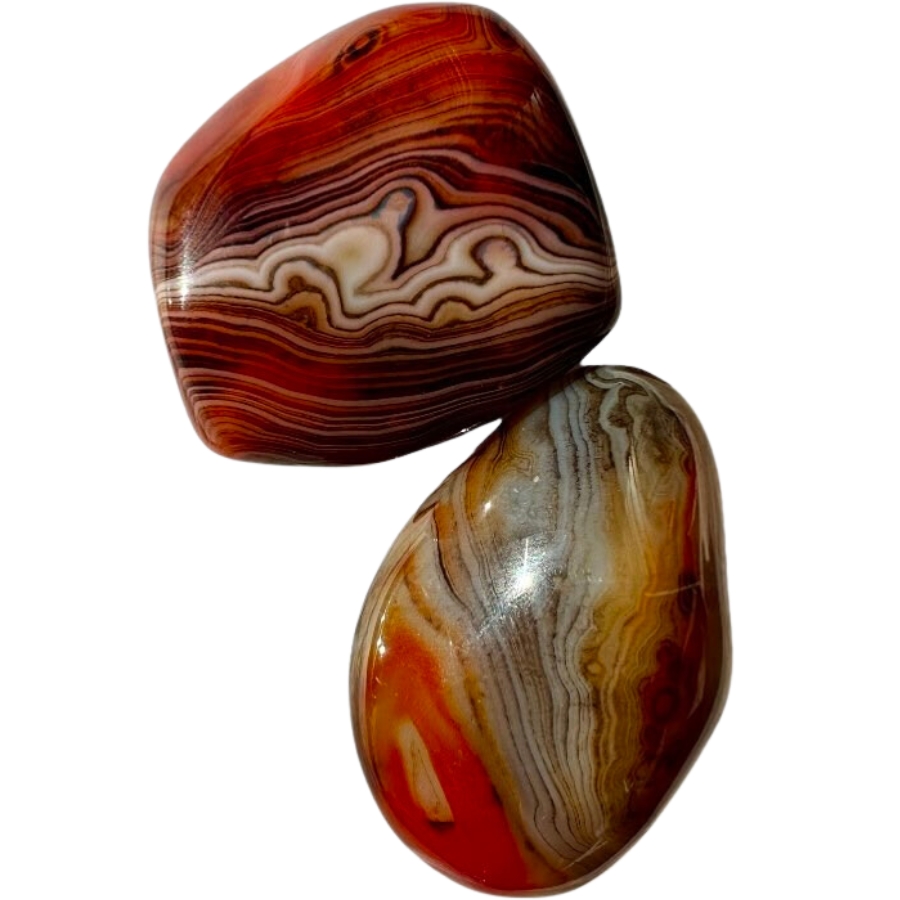 Two pieces of unique sardonyx palm stones