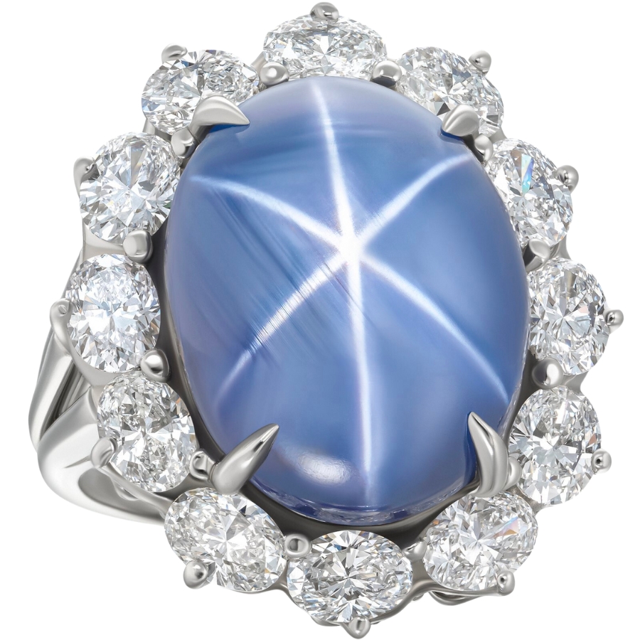 An amazing star sapphire set as center stone on a ring