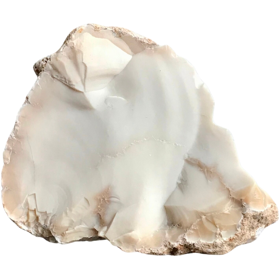 A raw milky opal showing plain white hue