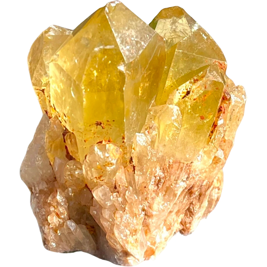 Raw, yellow crystal cluster of citrine