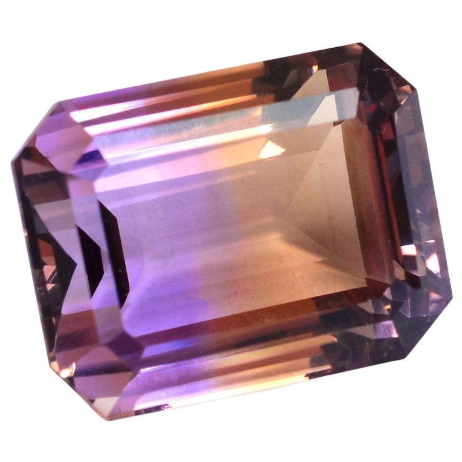 octagonal ametrine with purple and yellow color zoning