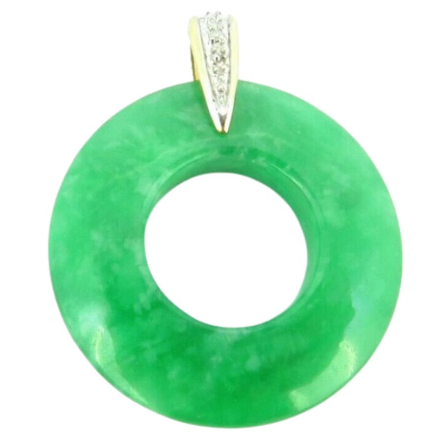 apple green jade donut pendant