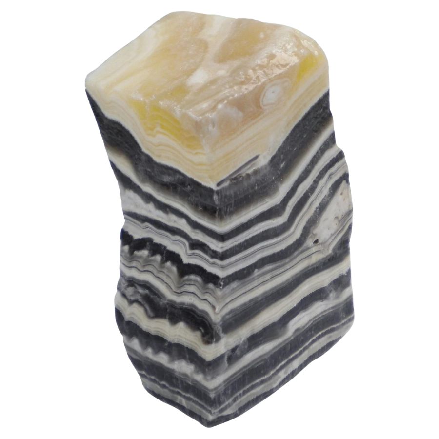 yellow, black, and white banded calcite