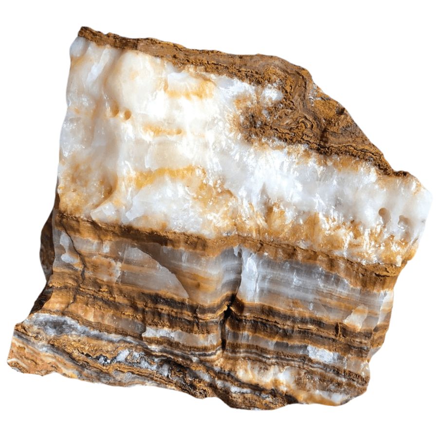 banded calcite with brown and white layers