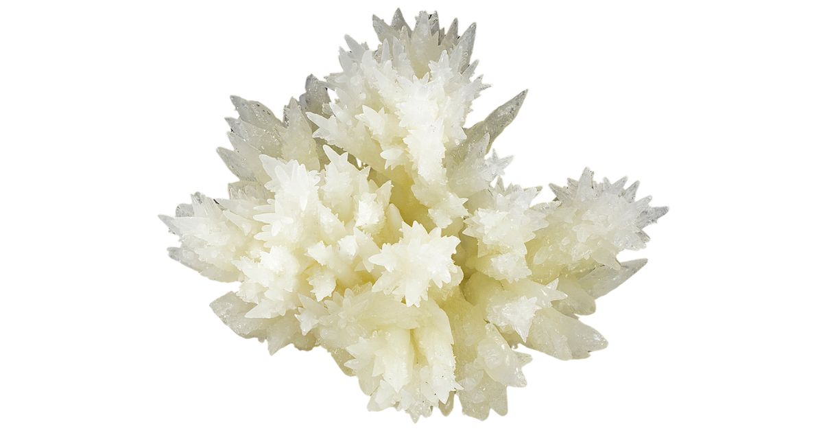 spiky white calcite crystals