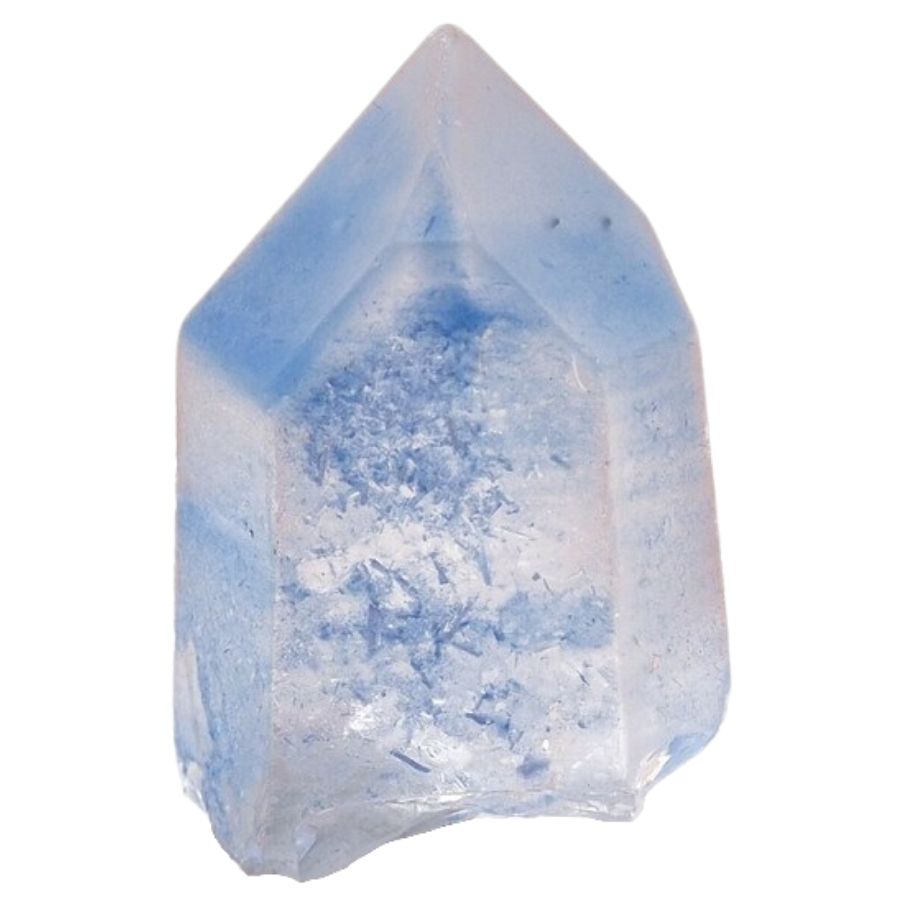 translucent white dumortierite quartz with blue inclusions
