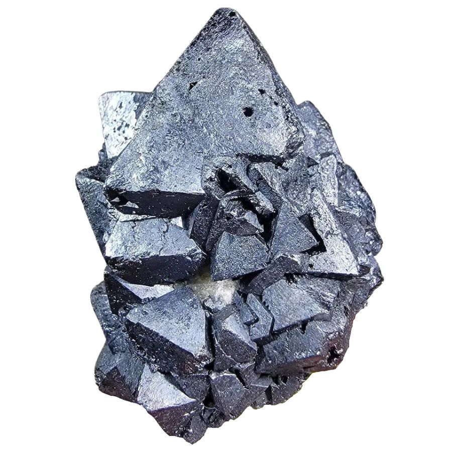 gray triangular magnetite crystal cluster 