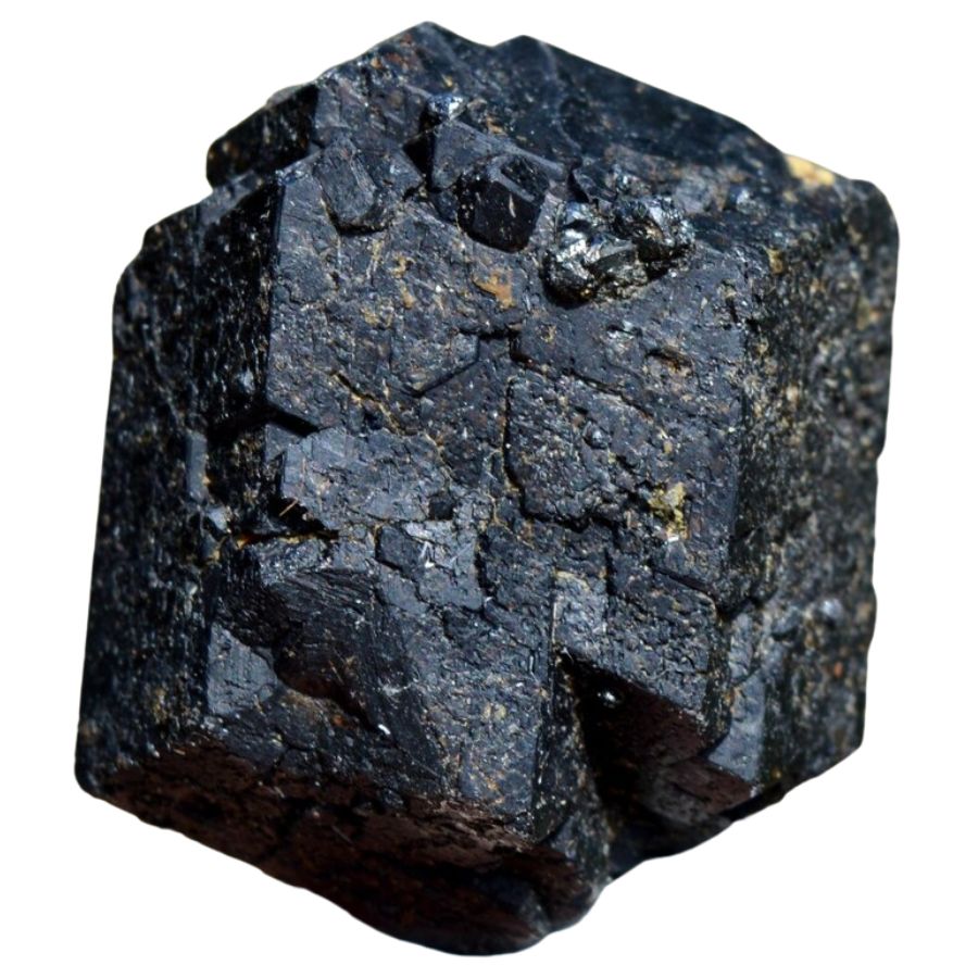 raw black hexagonal melanite garnet