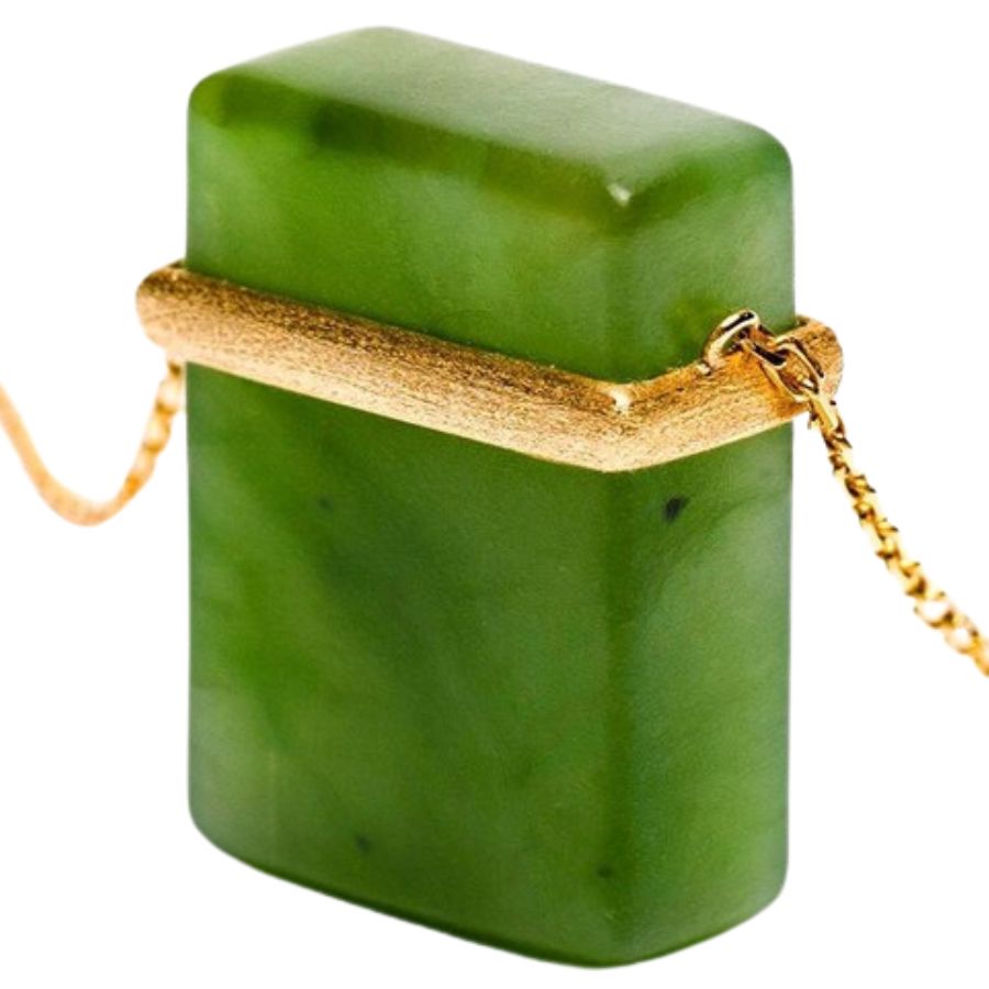 square green polar jade pendant