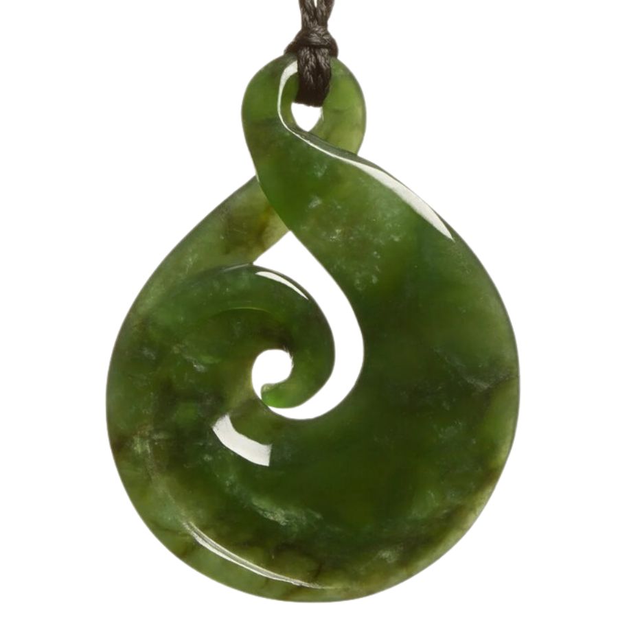deep green carved pounamu pendant