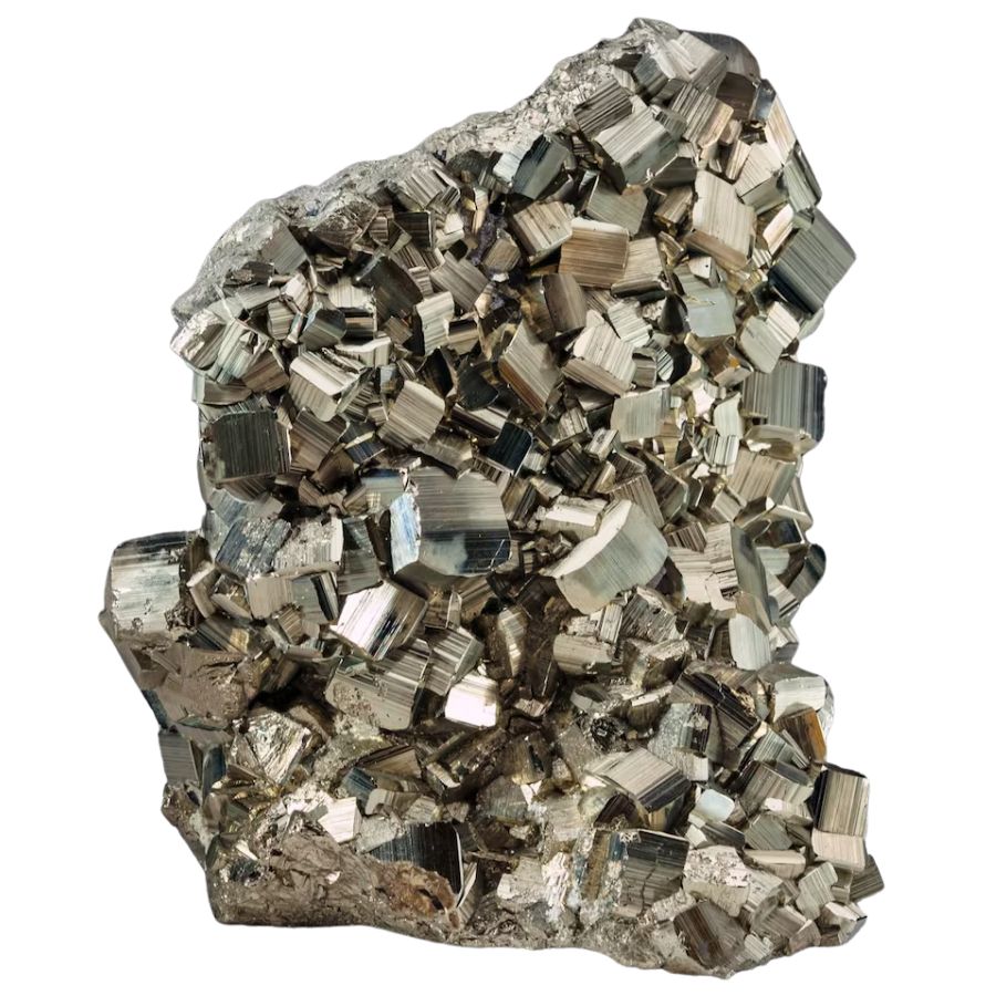 golden pyrite crystals on a rock