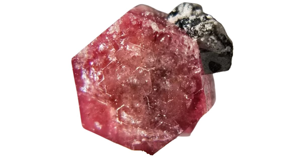 six-sided red beryl crystal