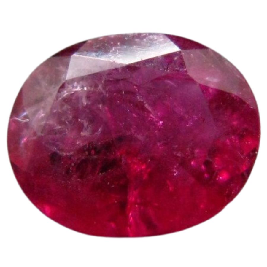 oval cut red beryl with inclusions