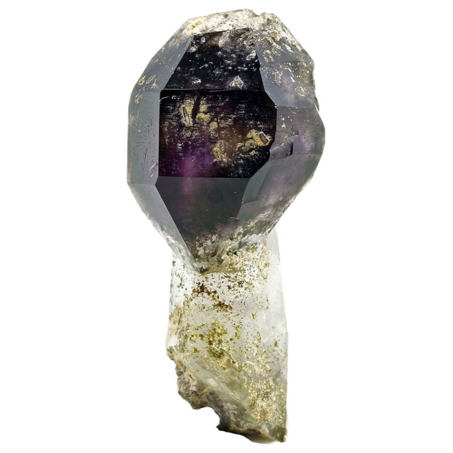 dark purple scepter amethyst with a colorless stem