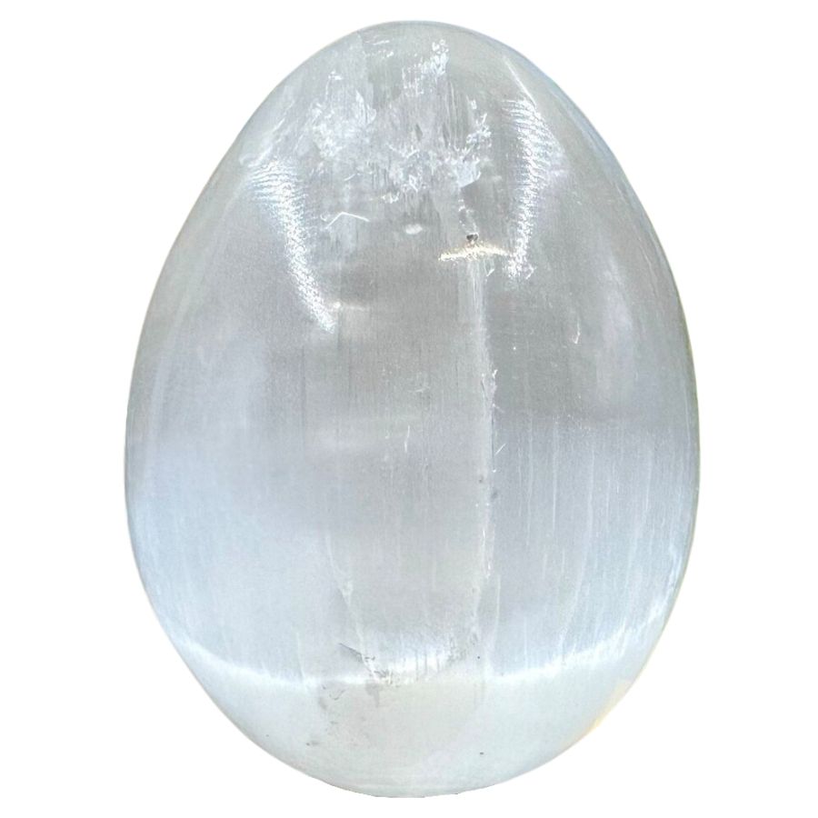 egg-shaped shiny white selenite