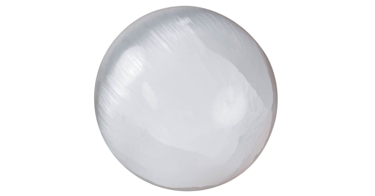 polished white selenite sphere