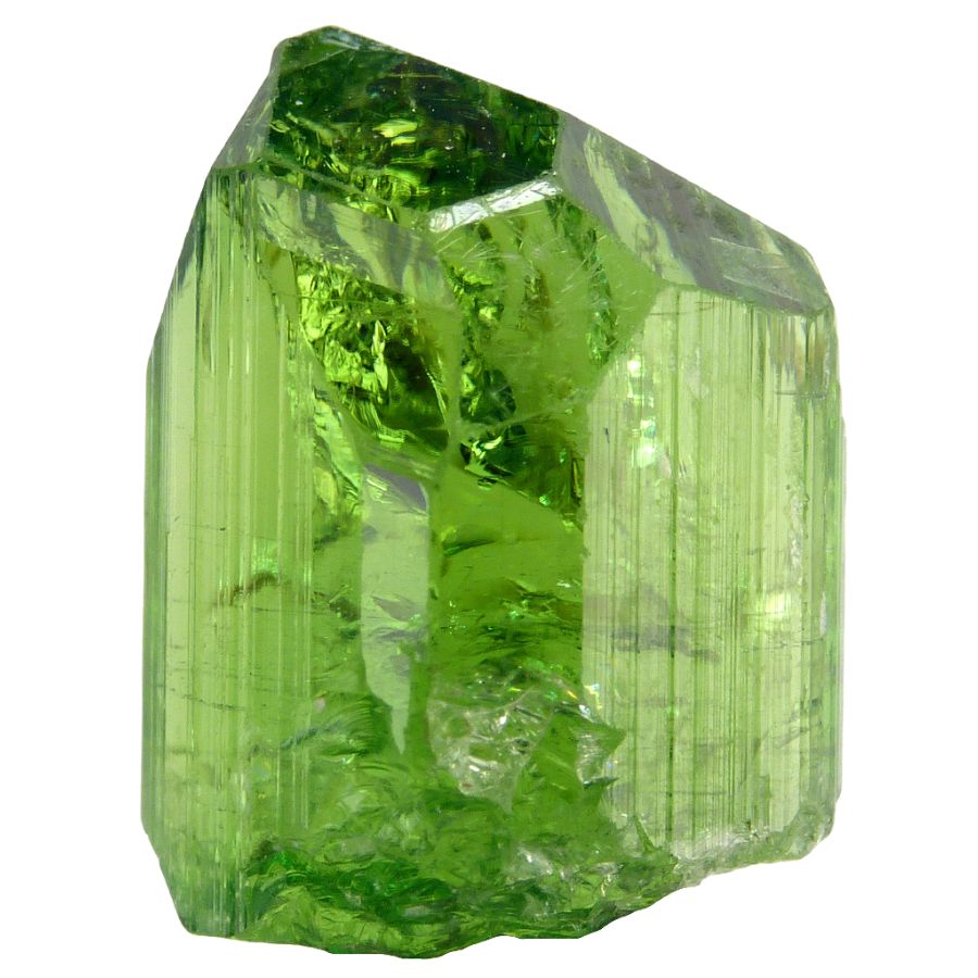 translucent bright green tourmaline crystal
