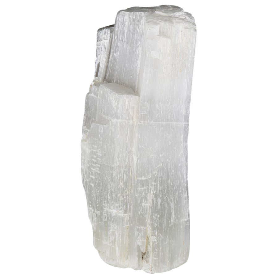 white ulexite log with fibrous crystals