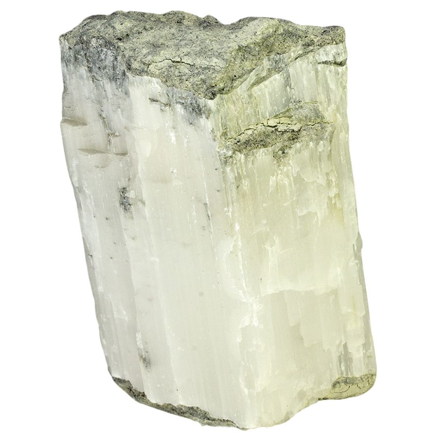rough white ulexite with fibrous crystals
