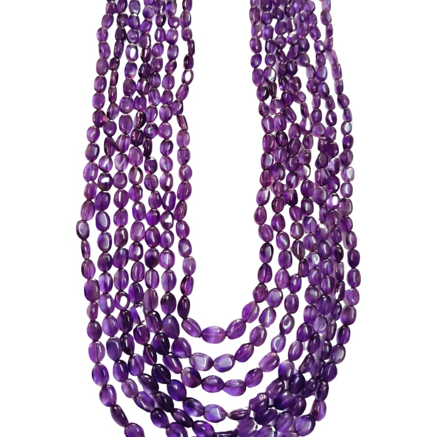 Elegant bands of necklace made out of amethyst beads