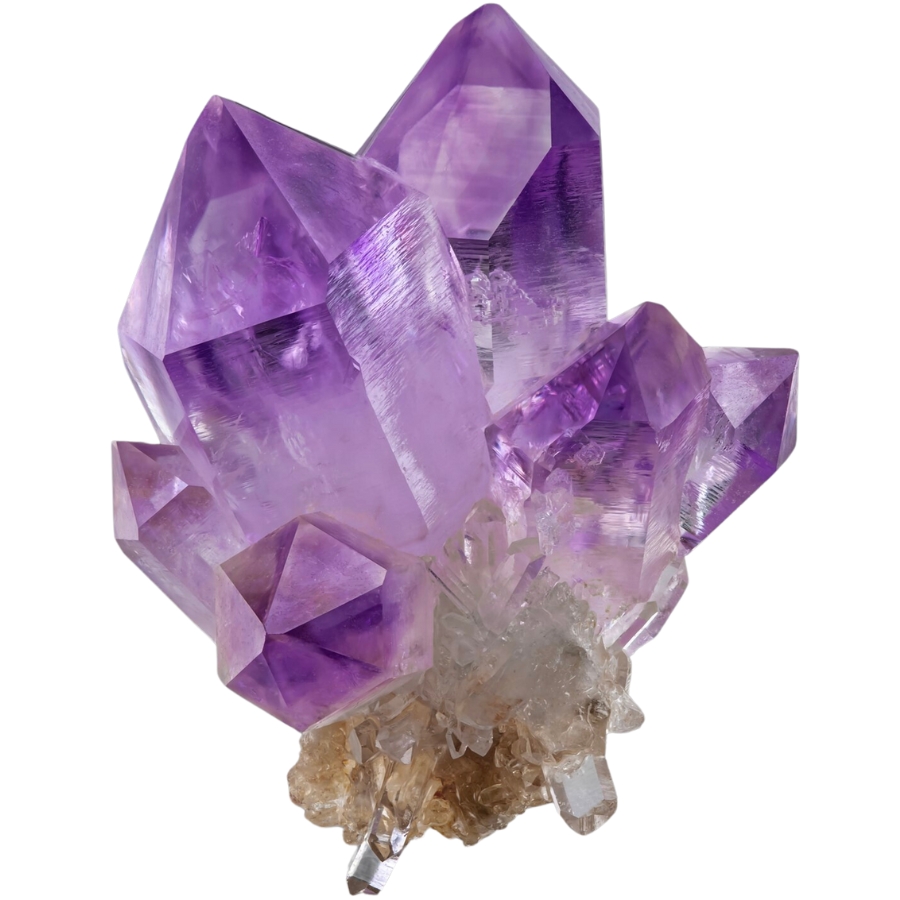 A group of beautiful amethyst crystals