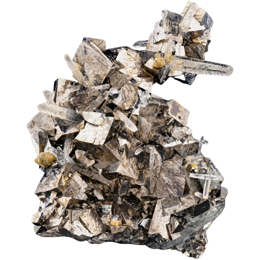 Sharp, lustrous crystals of arsenopyrite