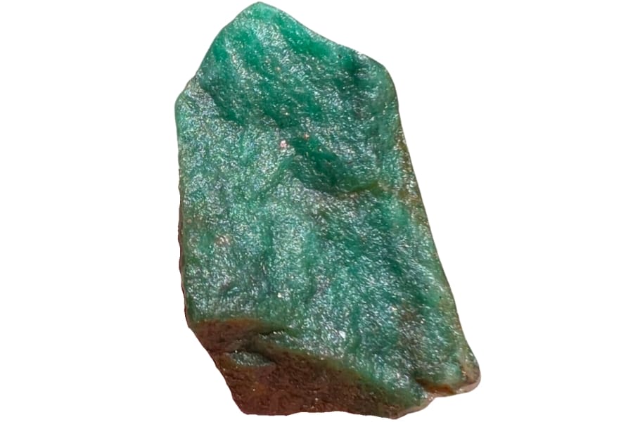 A raw green aventurine with a seemingly sparkly surface