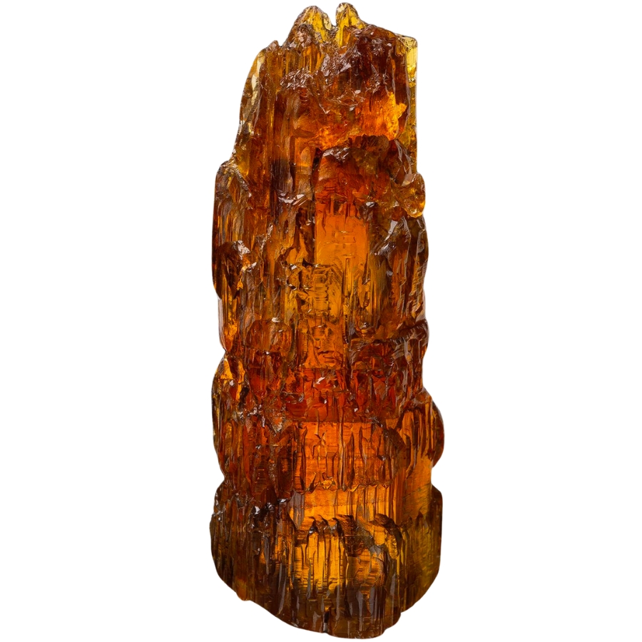 A honey-orange heliodor beryl crystal