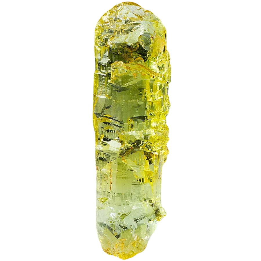 A bright yellow crystal of heliodor, a variety of beryl.
