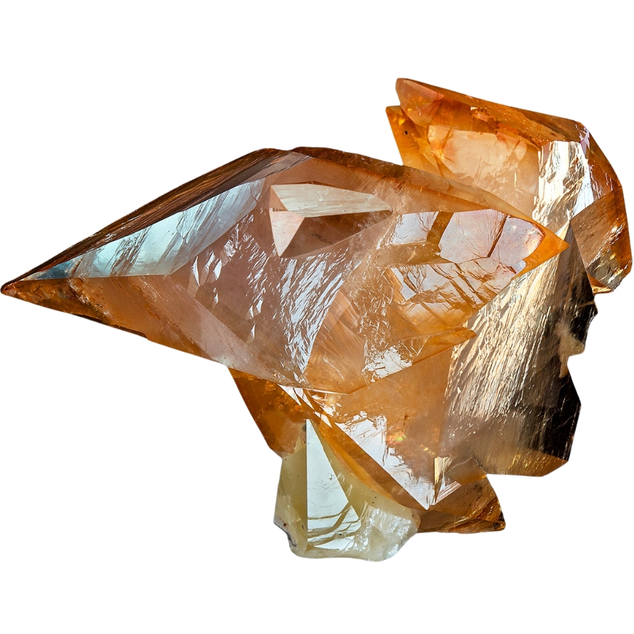 Doubly-terminated orange calcite crystals