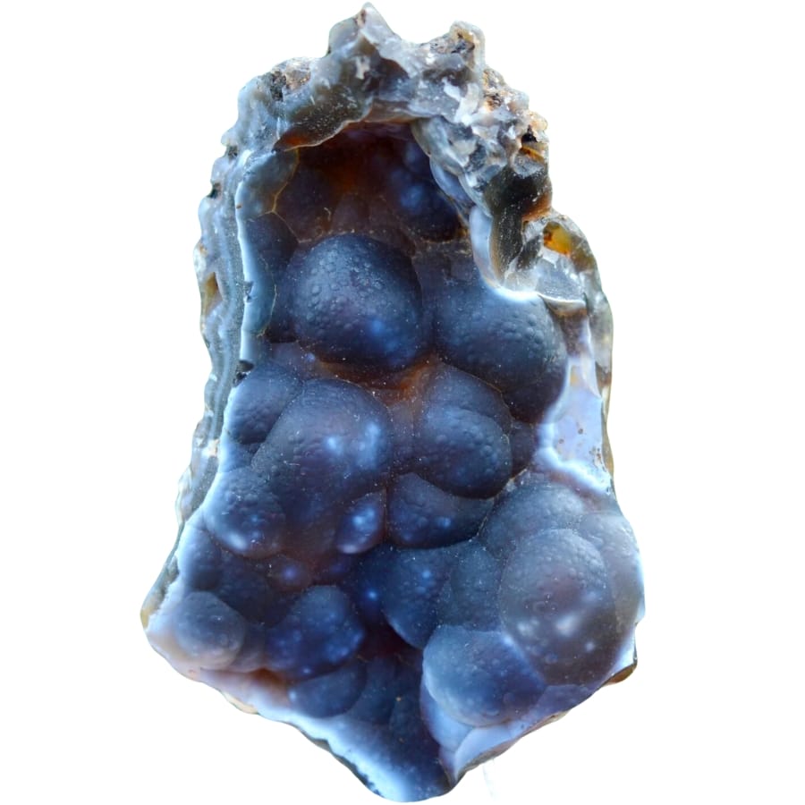 Close-up look at a dark grayish blue chalcedony