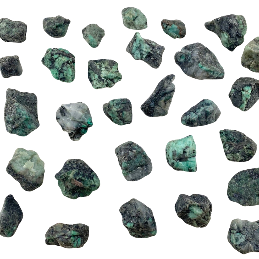 Several piece of raw emerald stones