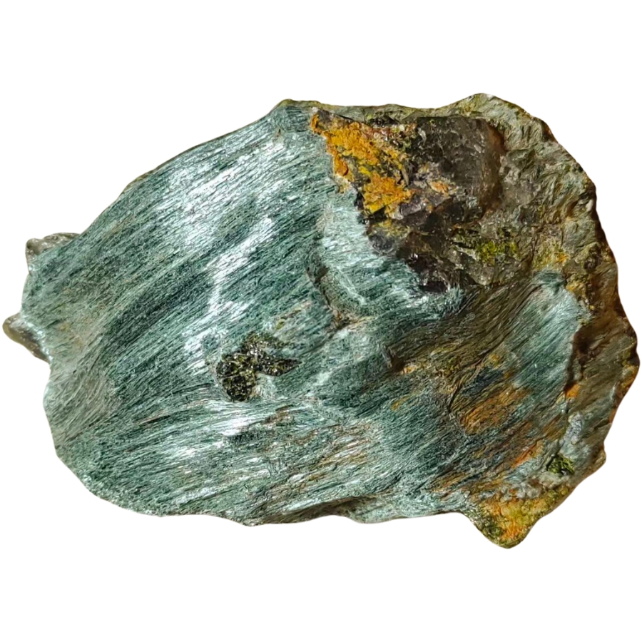 Close-up look at a green crocidolite with visible texture